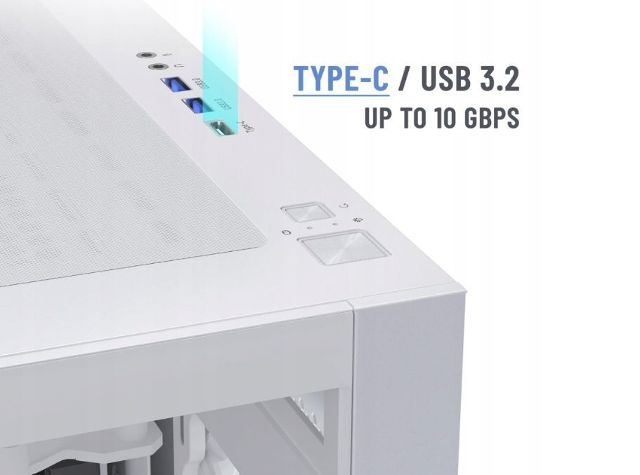 Musetex Obudowa Atx Pc Pre-Install 3 Wentylatory Biała Bez Rgb