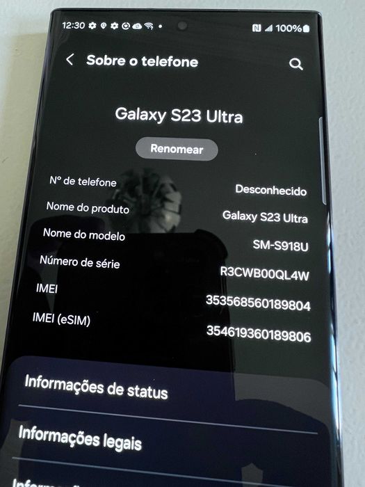 Samsung S23 Ultra 256GB Rigorosamente Novo (c/ Plásticos de Fábrica)