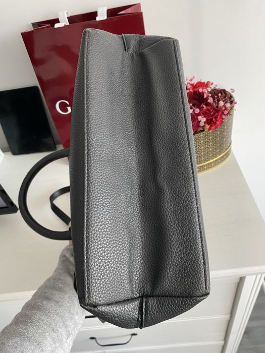 Czarna pojemna torba torebka na ramię do ręki shopper eko skórzana