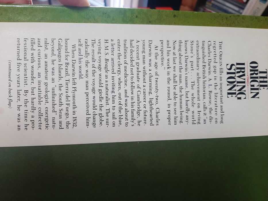 Irving Stone – The Origin: a Biographical novel of Charles Darwin