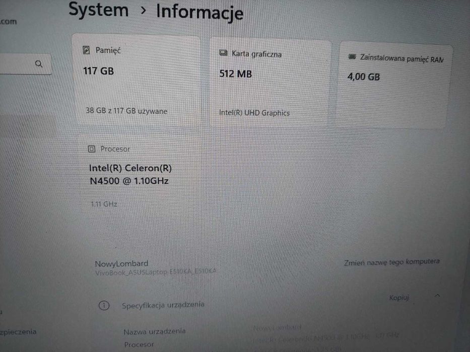 Laptop Asus Laptop ASUS Vivobook Go 15 E510KA-EJ485WS / CZ-WA