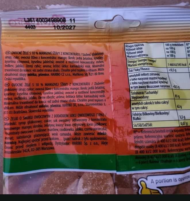 Żelki Haribo Mango 10 paczek