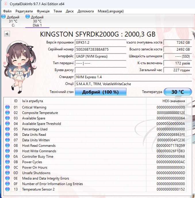 SSD Kingston FURY Renegade 2TB у відмінному стані