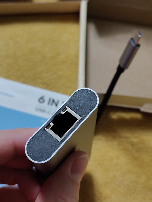 Adapter Hub USB C Przejściówka 6 w 1 HDMI LAN USB 3.0