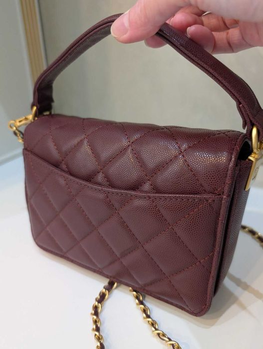 Сумочка Chanel 19 см з натуральної шкіри колір "спіла вишня"