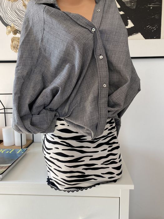 ZARA spódniczka mini zebra minispódnica animal print zebra koronka S