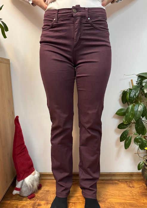 Szerokie straight fioletowe stretch spodnie jeansowe Cero Etage 38 M