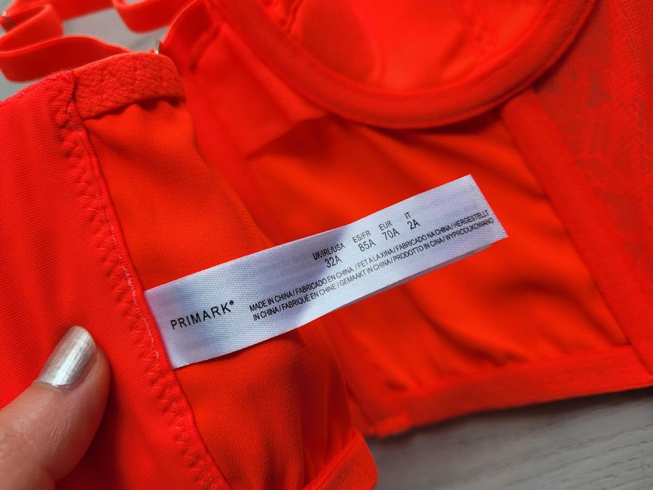 Pomarańczowy neonowy stanik biustonosz gorsetowy 70A Primark bielizna