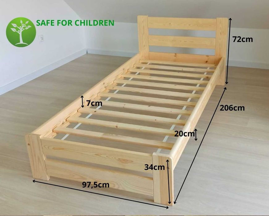 NOWE Łóżko sosnowe 90x200 + Stelaż INNE WYMIARY Gwarancja! DPD 0zł