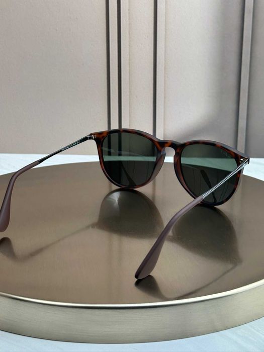 Сонцезахисні окуляри Ray-Ban Erika RB4171 гавана, зелена лінза, поляризовані, круглі, жіночі, оригінал