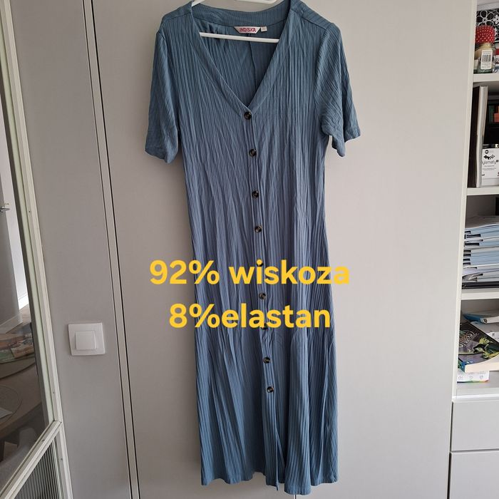 Indiska letnia sukienka niebieska midi z wiskozy S M 36 38 h&m reserved c&a