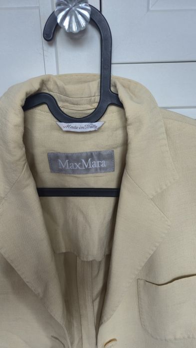 Max Mara marynarka lniana len roz S  36 nude beż