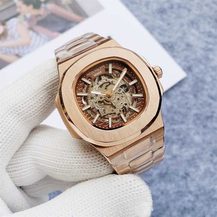Годинник автоматичний Patek Philippe Nautilus skeleton rose gold