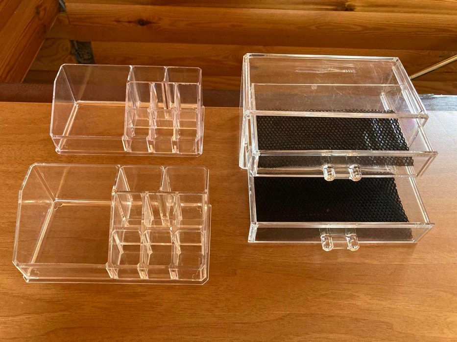 Органайзер для косметики настольный акриловый с 2-мя ящиками