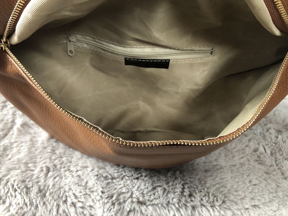 Nerka torebka karmelowa skóra naturalna Włoska - nowa