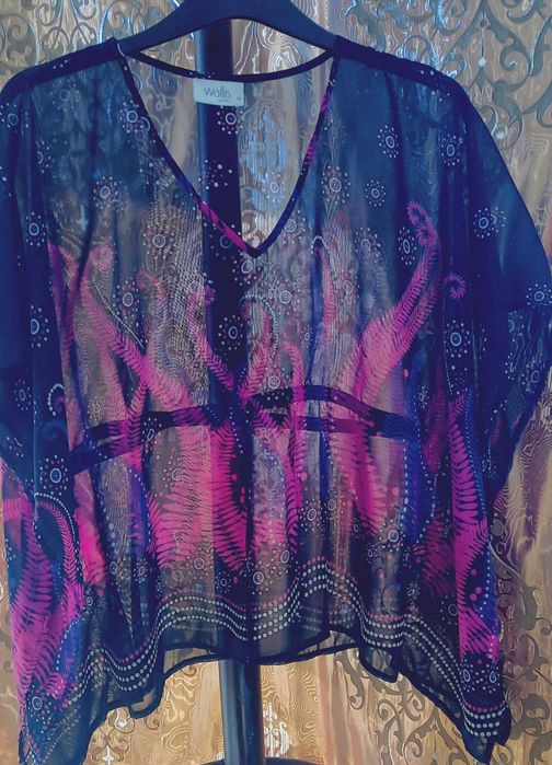 Bluzka WALLIS  a,la kimono, transparentna roz. M