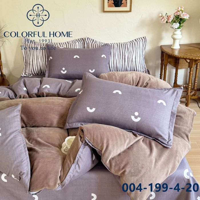 Постільний комплект 4 сезони "COLORFUL HOME""Фланель-Велюр" Євро розмір.