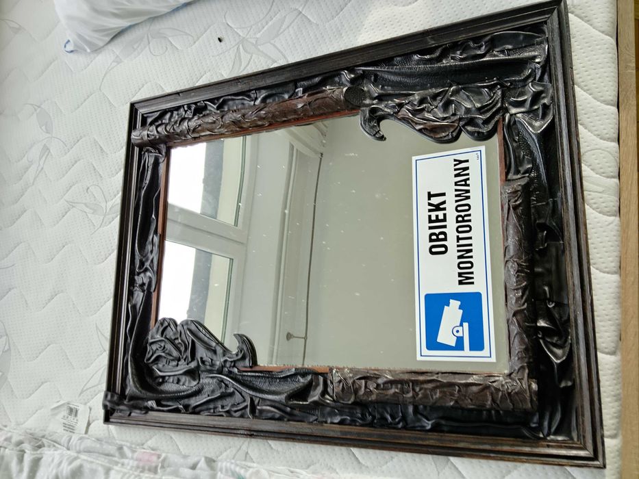 Lustro prostokątne 60x80cm w ramie ze  skóry