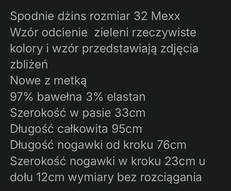 Spidnie dzinsowe damskie Mexx rozmiar 32 zielone
