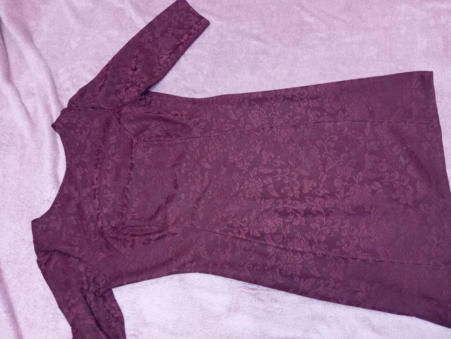 Плаття бордове, четвертний рукав