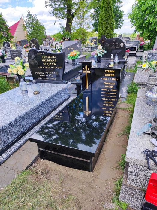 Tani Nagrobek kompozytowy czarny marmur z białym - możliwy montaż