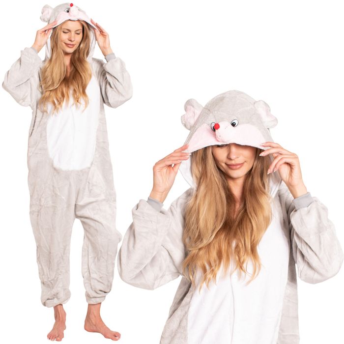 Piżama Damska Kombinezon Kigurumi Onesie Kostium Mysz Szara 155-165 M