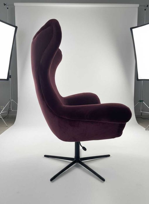 Nowoczesny fotel lounge  z funkcją Tilt przytulne futerko bordo