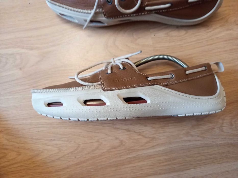 Мужские кожаные летние мокасины crocs 43 p.