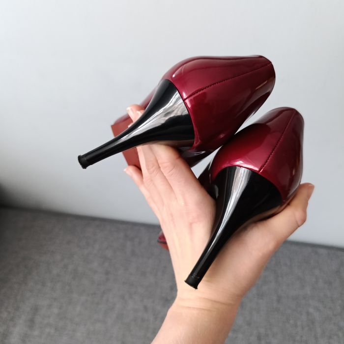 Buty na obcasie szpilki czerwone bordowe