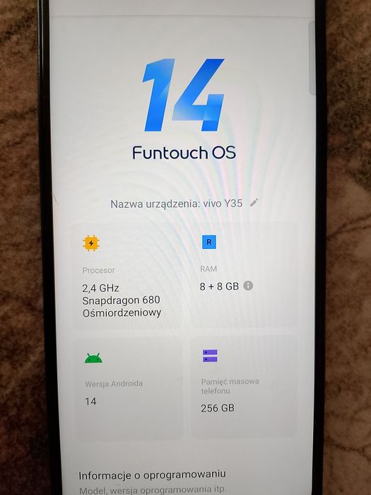 Witam serdecznie sprzedam bardzo fajny telefon VIVO Y35