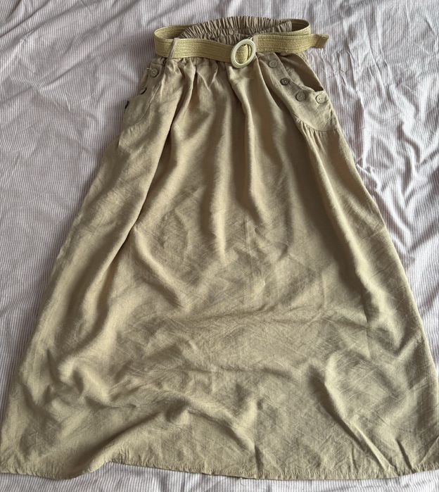 Długa spódnica, na gumkę, kieszenie, wiskoza