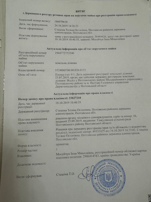 Земельна ділянка с.Гожули