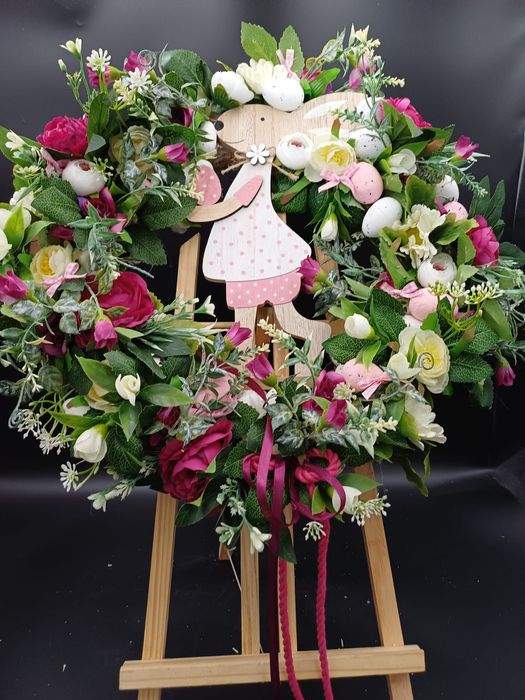 Wianek wielkanocny  rękodzieło 40 cm