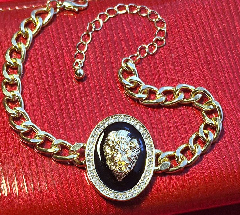 Bijou Brigitte Nowa Bransoletka w kolorze Żółtego Złota Motyw Lwa Lew