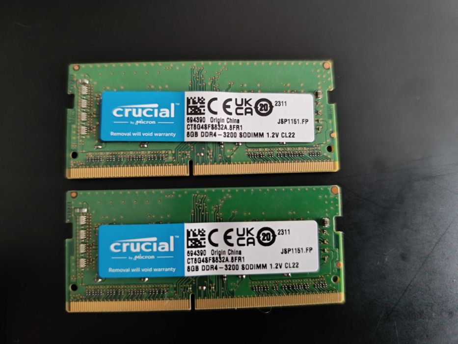 Crucial DDR4 16 GB (2x8) 3200MHz SO-DIMM sprawdzone MemTest OCCT 7-zip