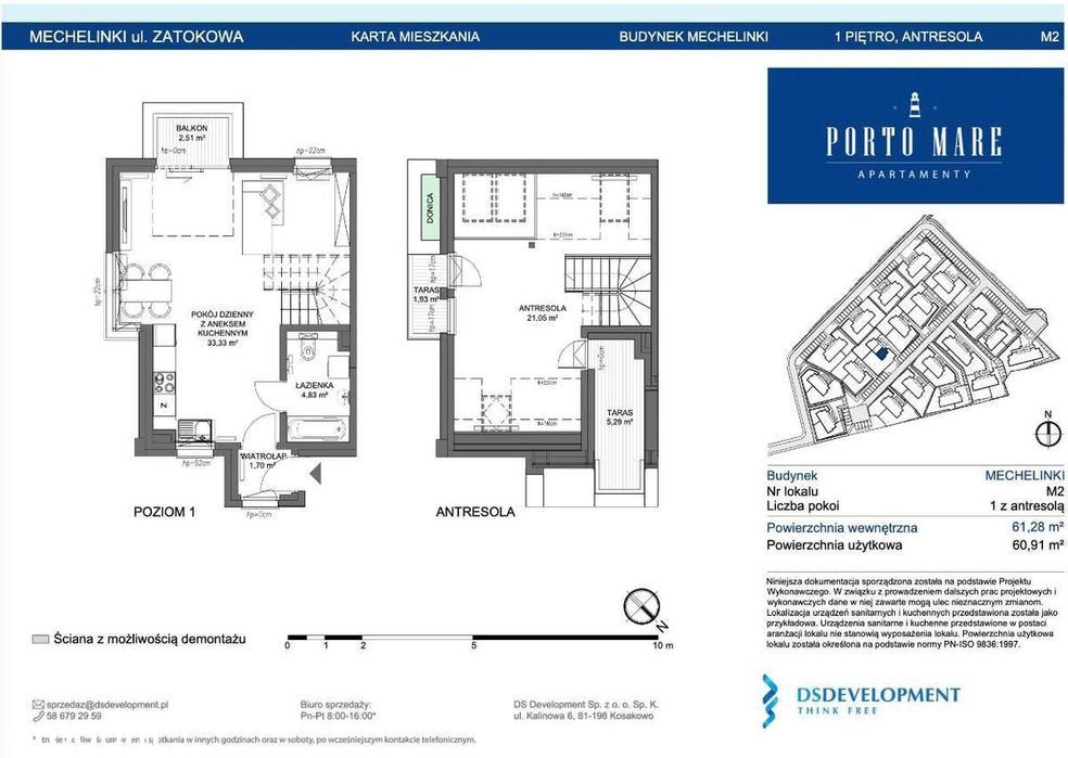 2-3 pokoje | piętro + antresola | 60,91 m² | gotowe