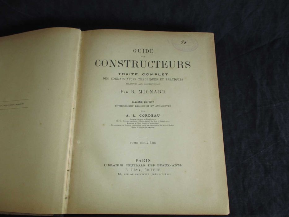 Livro Guide des Constructeurs Mignard Tome Deuxième