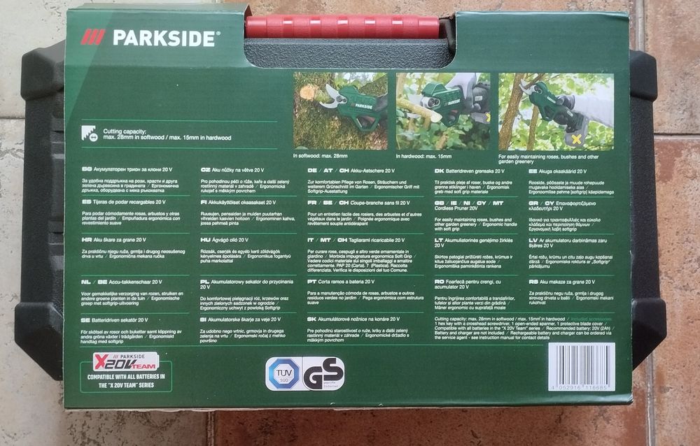 Tesoura de podar a bateria Parkside 20v nova