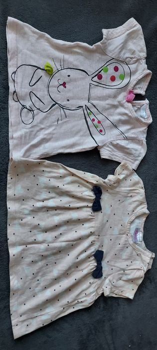 Bluzki, 2 koszulki,  krótki rękaw,  rozmiar 74