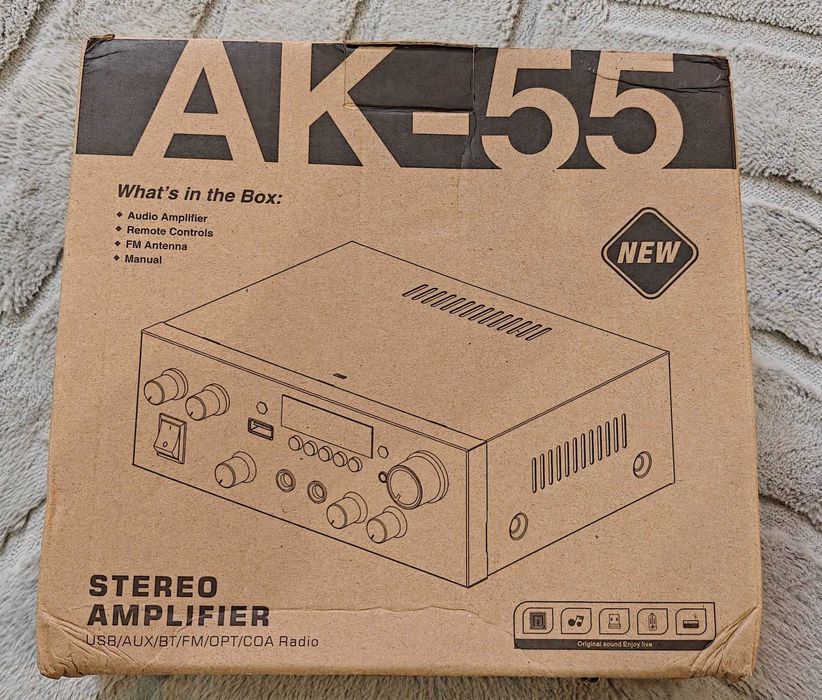 Усилитель AK-55 Bluetooth 2.0, USB, AUX, FM, 220V