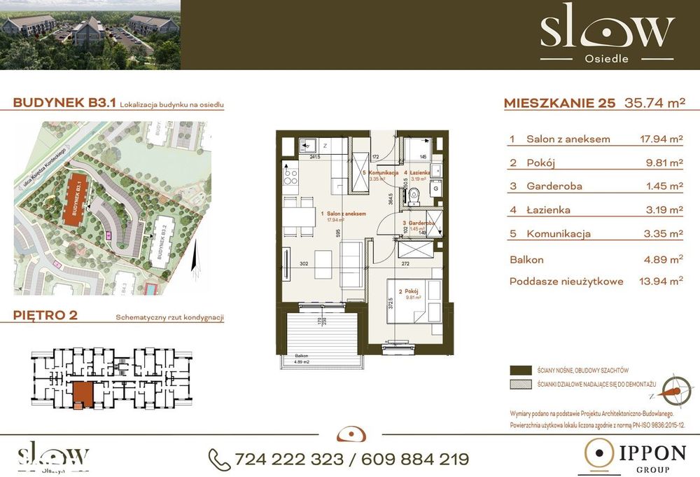 Niska zabudowa eko z windą i widokiem na zieleń. Osiedle SLOW B3.1_M25