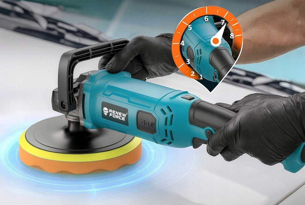 Polerka rotacyjna do auta 2600W filc gąbki regulacja