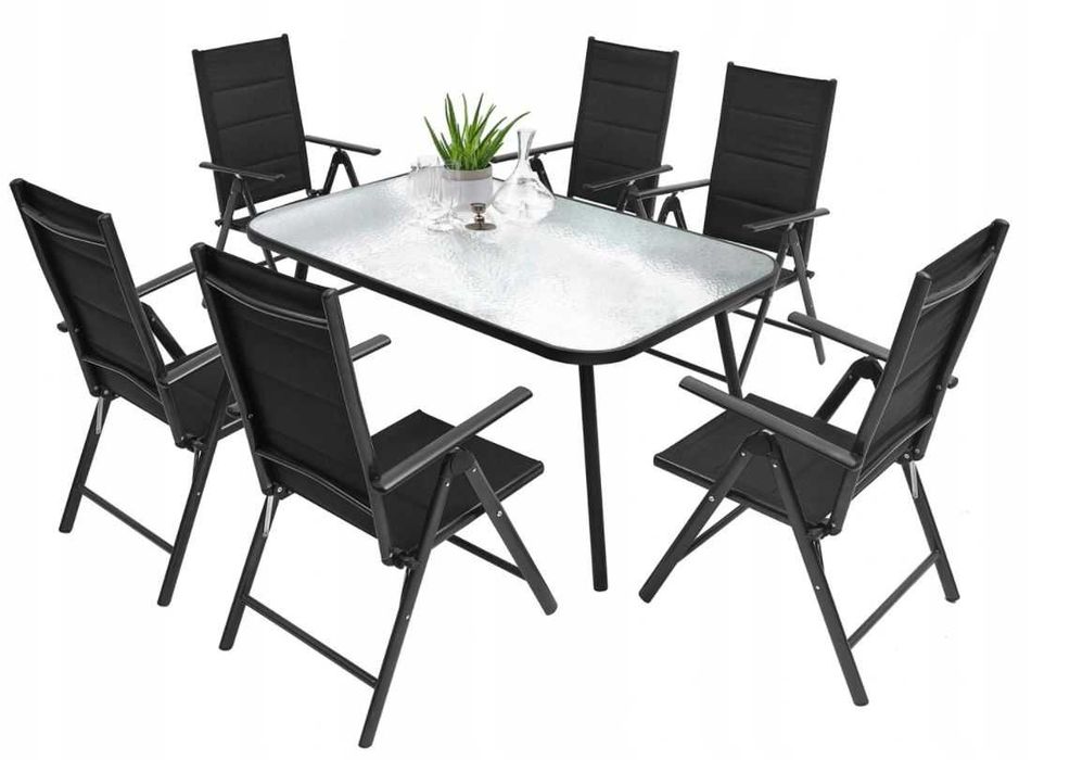 MEBLE OGRODOWE Zestaw STÓŁ 6+1 Na Taras Balkon 90 cm x 150 cm x 73 cm