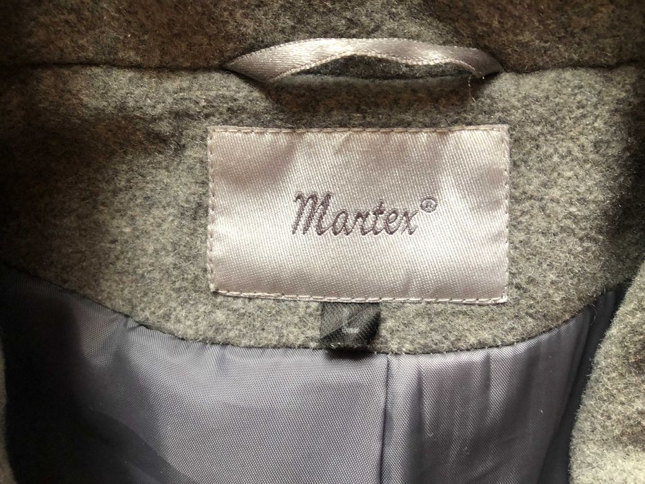 Wełniany, elegancki, szary płaszcz Martex M/L