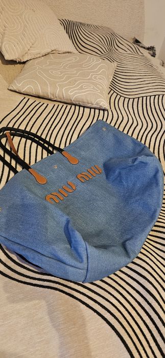 Śliczna torba miu miu jeansowa duża