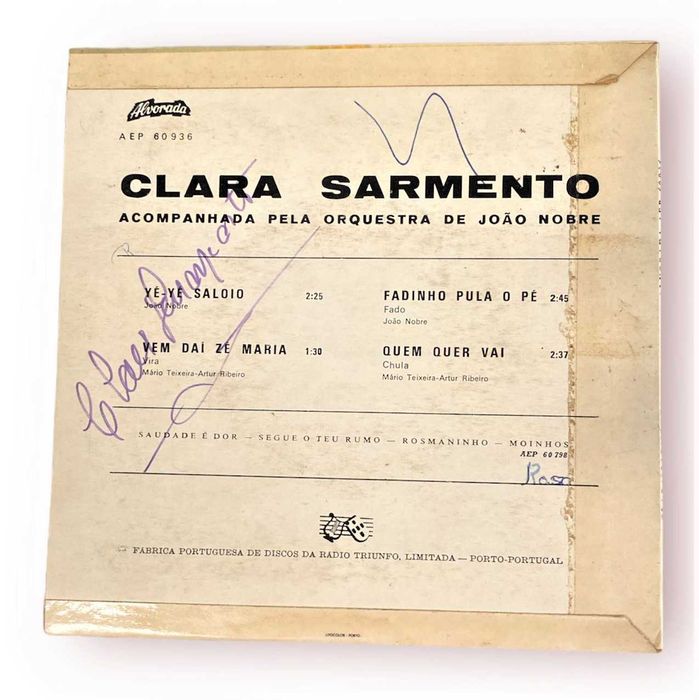 Disco Vinil  - Single -  Clara Sarmento – Yé yé(Autografado)