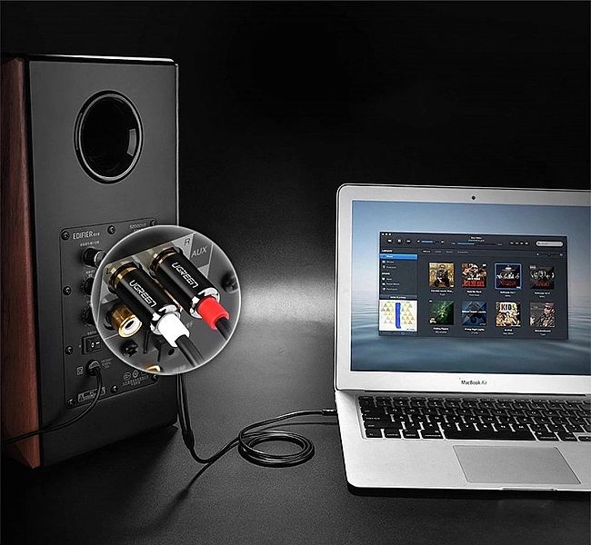 Ugreen kabel przewód audio 3,5 mm mini jack - 2RCA 2 m czarny (AV116,