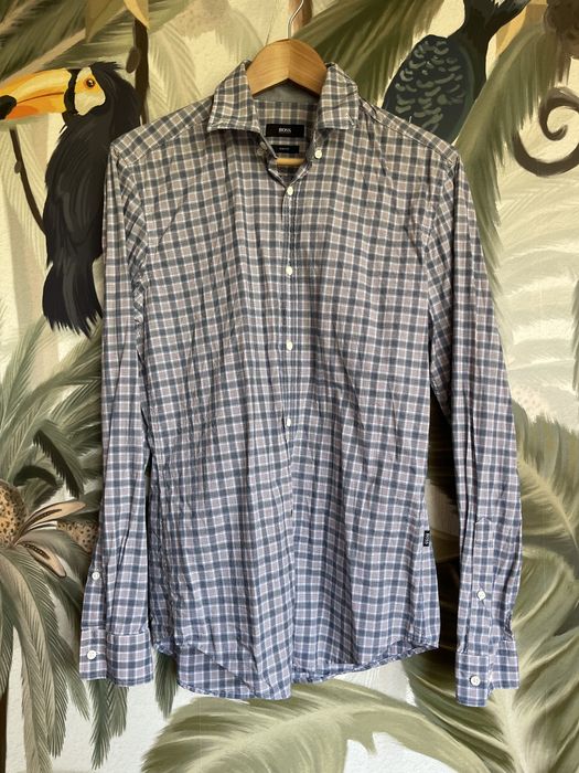 Biało niebieska męska koszula rozmiar S Hugo Boss w kratę