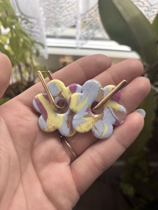 Kolczyki kwiatuszki duże z gliny polimerowej