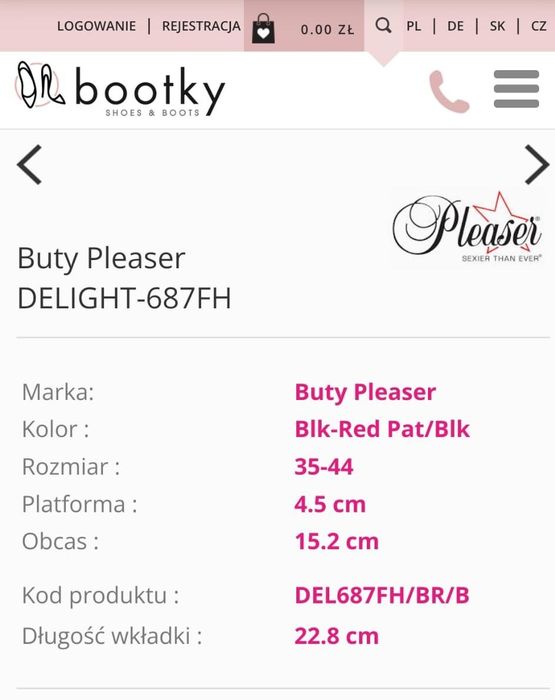 Pleaser 35 high heels pole dance szpilki